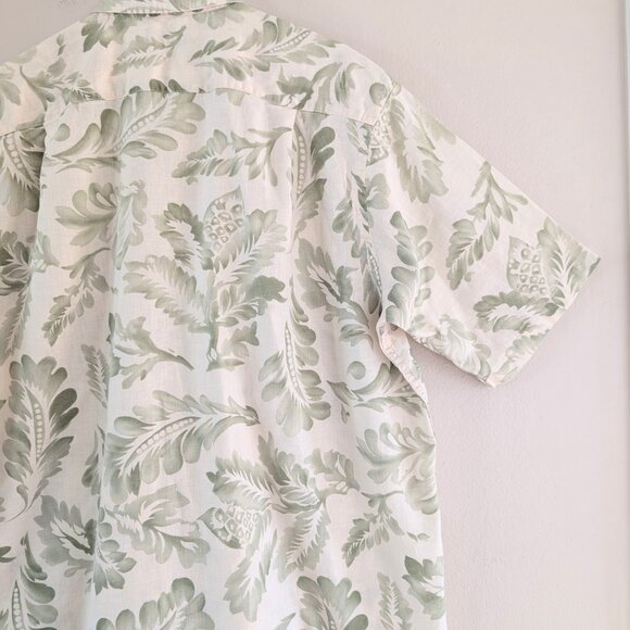 Vintage Nautica Men's Linen Blend Hawaiian Shirt Botanical‎ Tropical Vacation XL - Picture 12 of 14